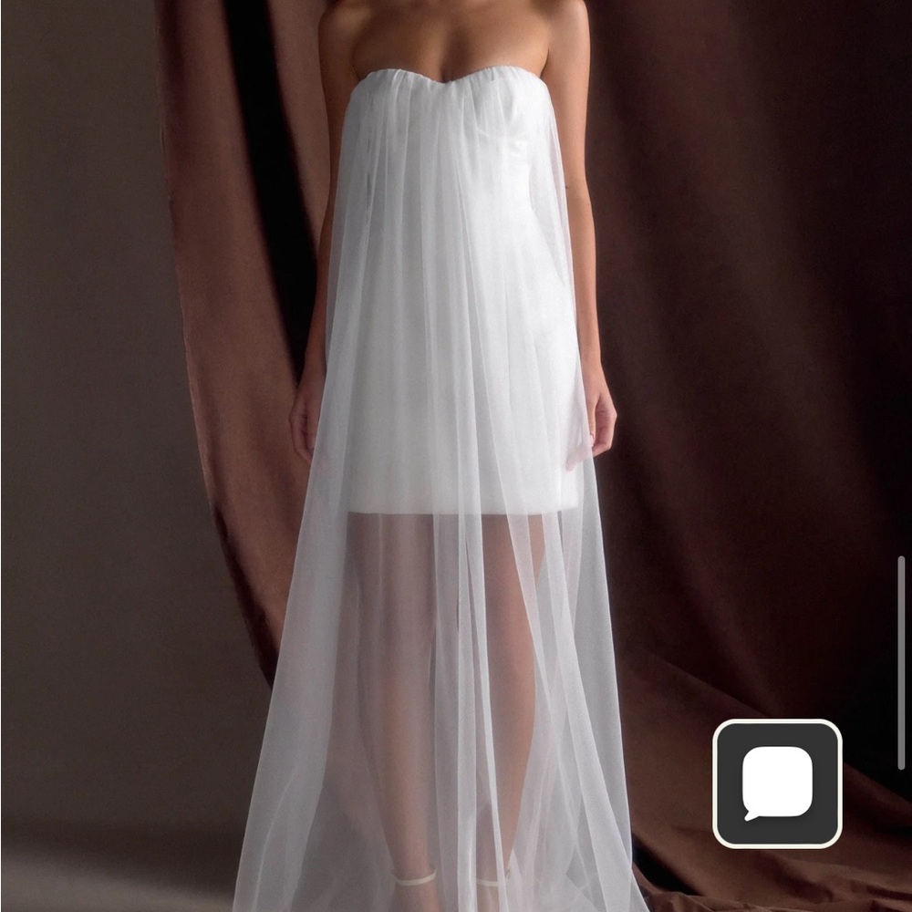 White Sheer Overlay Mini Dress